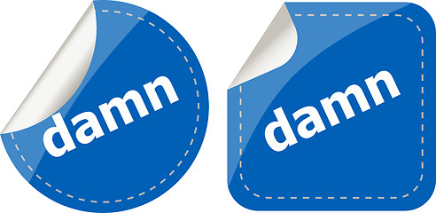 Image showing damn word on stickers web button set, label, icon