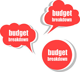 Image showing budget breakdown. Set of stickers, labels, tags. Business banners