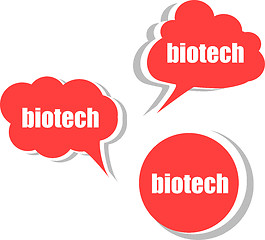 Image showing biotech word on modern banner design template. set of stickers