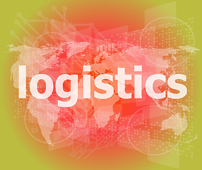 Image showing business concept: logistics word on digital screen