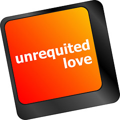 Image showing unrequited love on key or keyboard showing internet dating concept
