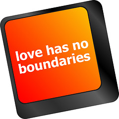 Image showing Wording love has no boundaries on computer keyboard key