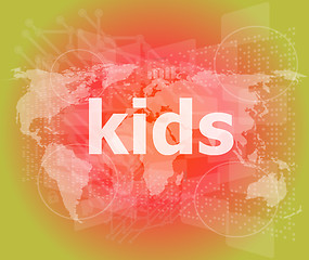 Image showing kid word on a virtual digital background, raster