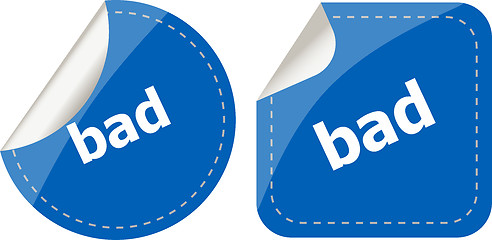 Image showing bad word on stickers button set, label