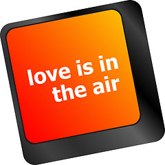 Image showing Modern keyboard with love is in the air text