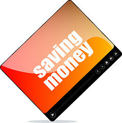 Image showing Video player for web with saving money word