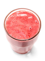 Image showing glass of banana and strawberry smoothie