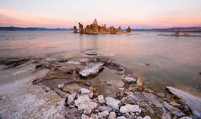 Image showing Rock Salt Tufa Formations Sunset Mono Lake California Nature Out