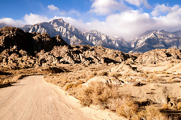 Image showing Dirt Road into Alabama Hills Sierra Nevada Range California