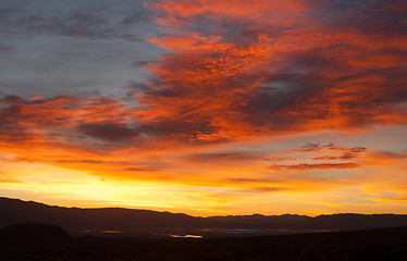 Image showing Sunrise Comes over Owens Lake Sierra Nevada Range California