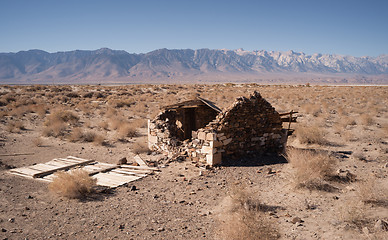 Image showing Stone Building Ruins Desert Floor Owen's Valley California