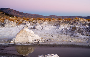 Image showing Rock Salt Tufa Formations Sunset Mono Lake California Nature Out