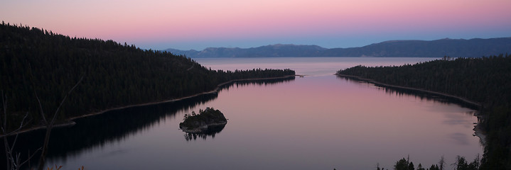 Image showing Dusk Protected Cove Emerald Bay Fannette Island Lake Tahoe