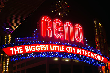 Image showing Reno Downtown Biggest Little City in the World Sign