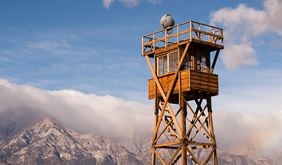 Image showing Guard Tower Searchlight Manzanar National Historic Site Californ