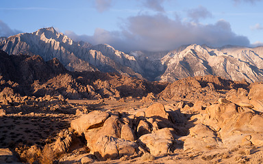 Image showing Golden Alpine Sunrise Alabama Hills Sierra Nevada Range Californ