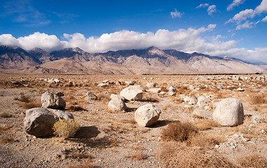 Image showing Sagebrush Boulders Owens Valley Sierra Nevada Range California 