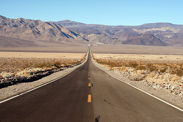 Image showing Long Desert Two Lane Highway Death Valley California