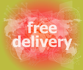 Image showing free delivery word on a virtual digital background