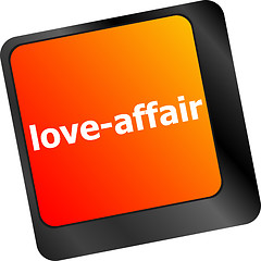 Image showing love-affair on key or keyboard showing internet dating concept