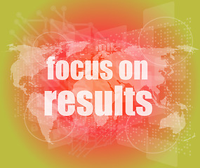 Image showing Life style concept: words focus on results on digital touch screen