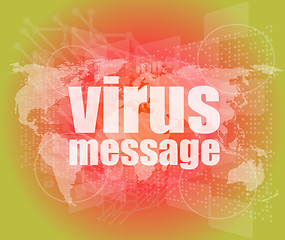 Image showing internet concept: words virus message on digital screen