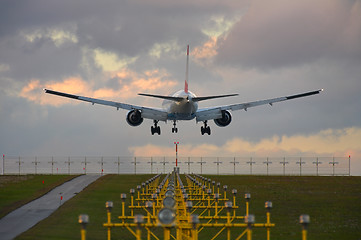 Image showing Landing airplane