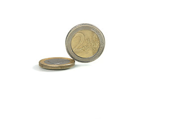 Image showing one and two euro coins