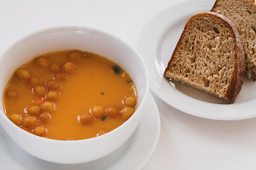 Image showing Soup and bread