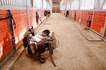 Image showing Saddle Center Path Horse Paddack Equestrian Riders Stable