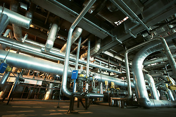 Image showing Industrial zone, Steel pipelines, valves and cables