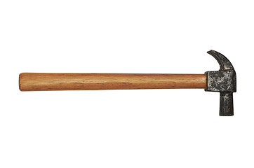 Image showing hammer with a wooden handle on white