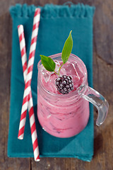 Image showing  Blackberries smoothie drink