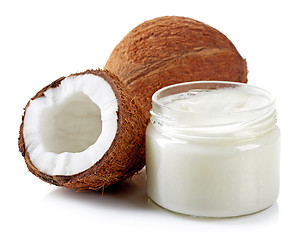 Image showing coconut oil and fresh coconuts