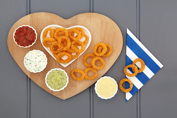 Image showing Onion Rings and Dips