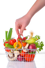 Image showing fresh vegetables in metal basket