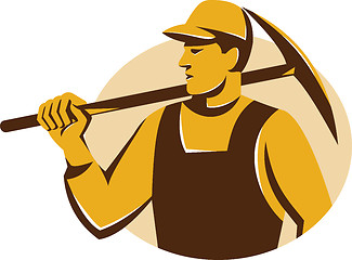 Image showing Miner Worker With Pickaxe Retro
