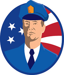 Image showing American Police Officer Policeman Flag Retro