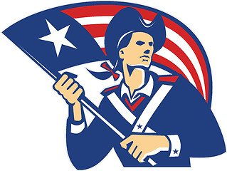 Image showing American Patriot Minuteman With Flag Retro