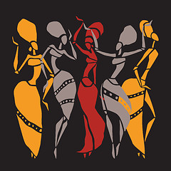 Image showing African dancers silhouette set.