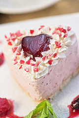 Image showing heart-shaped valentine cake