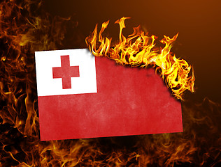 Image showing Flag burning - Tonga