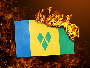 Image showing Flag burning - Saint vincent and the grenadines