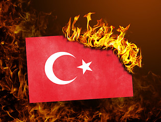 Image showing Flag burning - Turkey