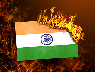 Image showing Flag burning - India