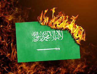 Image showing Flag burning - Saudi Arabia