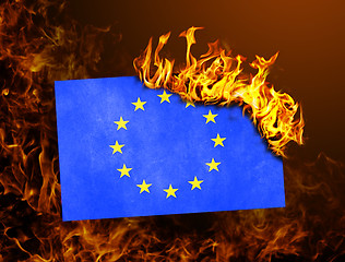 Image showing Flag burning - European Union