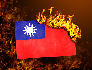 Image showing Flag burning - Taiwan