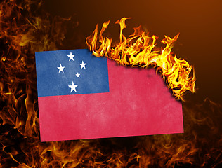 Image showing Flag burning - Samoa