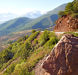 Image showing the    dades valley in atlas moroco africa ground tree  and nobo